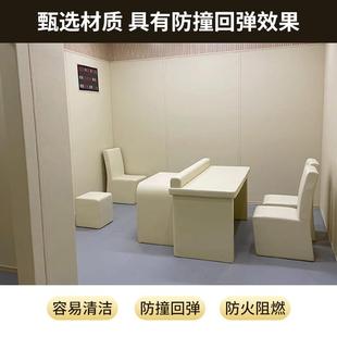 厂家谈话桌椅撞软包办三公桌革椅防海绵皮XCM角桌圆桌防撞家具