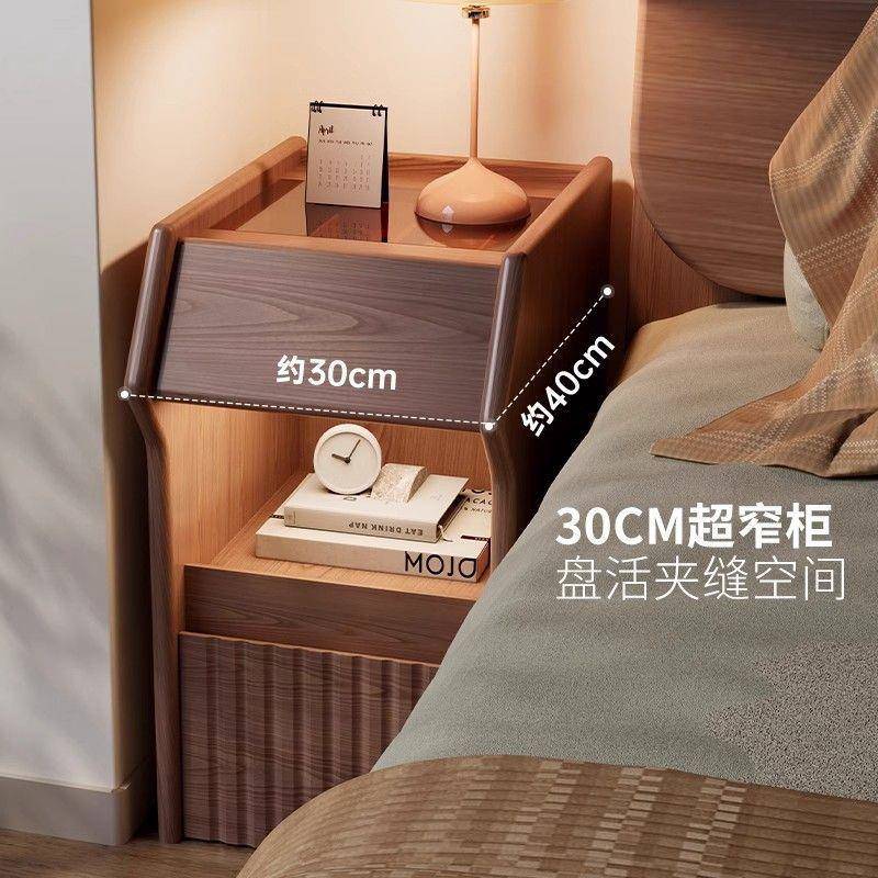 窄床头边实极木迷你小型柜卧室床收纳30超窄公分夹缝WFY置物架