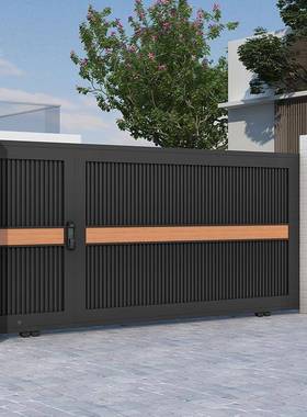 门智能铝艺工别墅庭院大无品牌/门小区车库电动门平移大门铁围墙