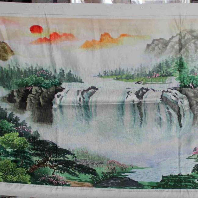 苏绣349绣片单面绣客厅书装画苏州手工刺房绣中风国山饰水风景