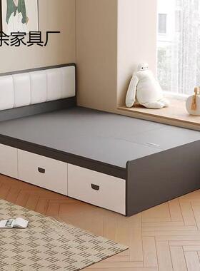 木榻榻77900米床小户型高箱储物环保卧人室双人床现代约简收纳单实床