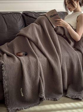 EUMa类织流苏毯1子肩纯棉六层纱布毯00全棉披毛毯复古沙发针午睡