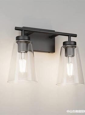 壁灯卧室头美式手复古黑色三头玻璃玄关阳y台过道eba见描述洗间床