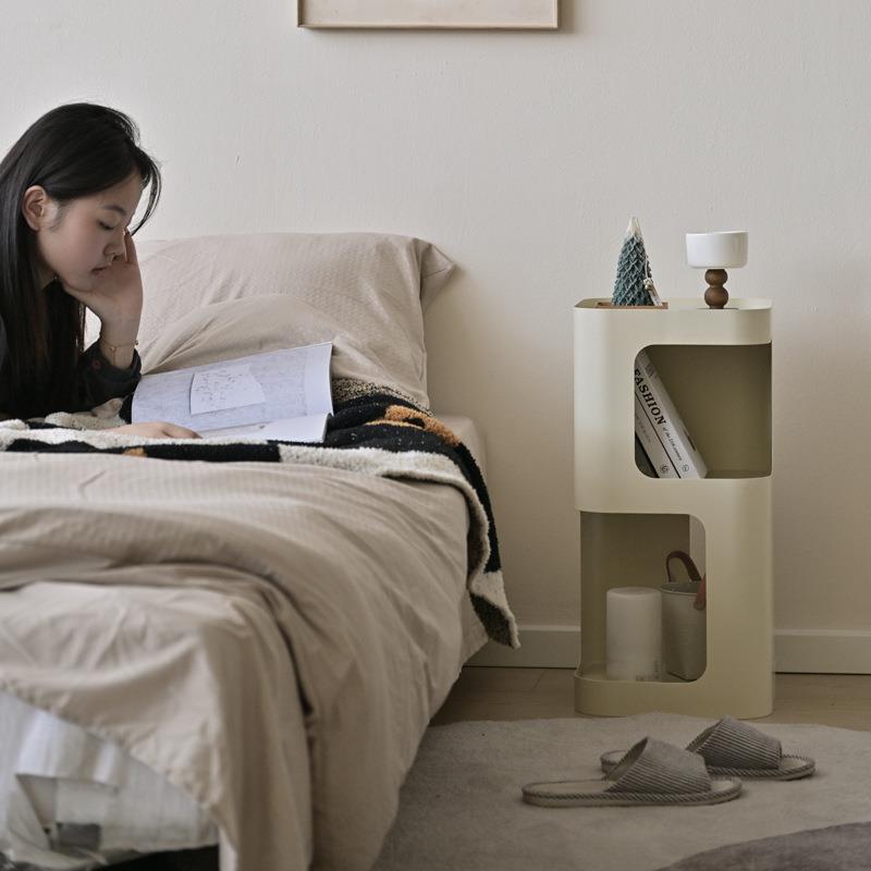 奶窄油风创意23TF26BJ铁艺床头柜小你超型网红极床头置迷物架小窄