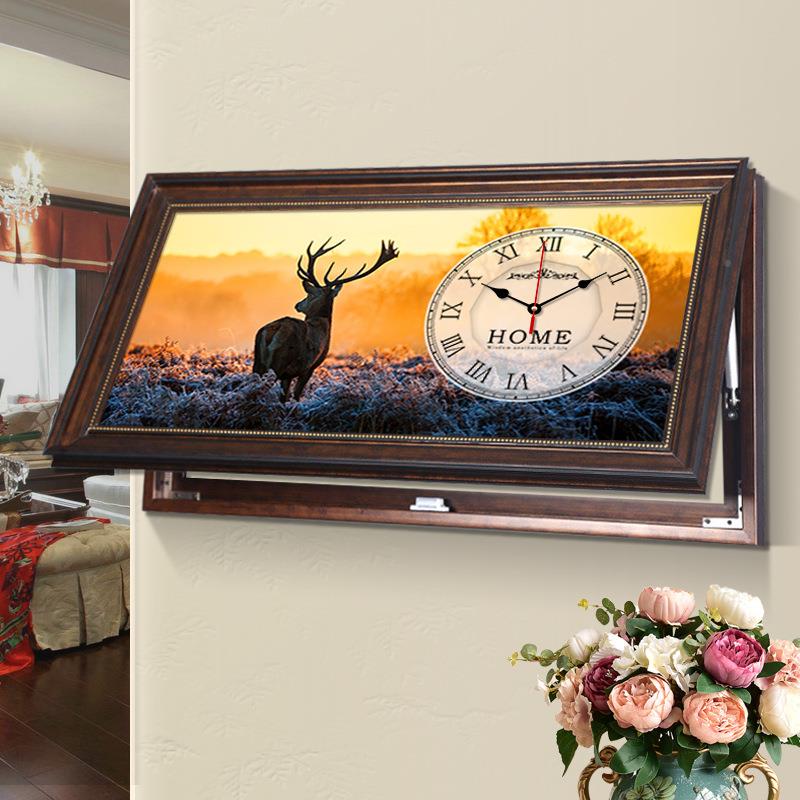 配美式带电表箱装饰画钟DY840197表欧式遮挡电闸盒尺寸电大箱复古