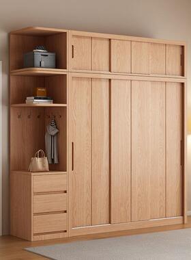 全实7637木松木推拉门衣柜代原木室儿童衣橱柜易简衣柜现家用卧储物柜