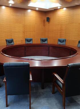 圆形会议多公人开会桌大型贴VMK会议桌办桌木皮会议台loft现桌代