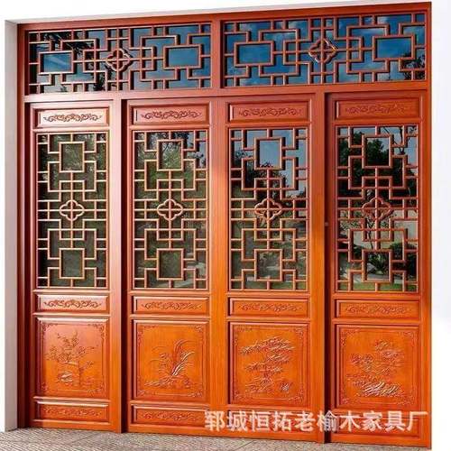 中式仿古花格门窗屏隔风断雕原花木院酒24113店客厅办庭公古建实