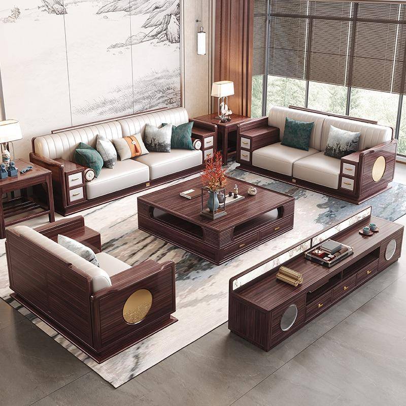 REJ新中式乌金沙木实木发大小户现代型简约高端客家用轻奢贵妃组