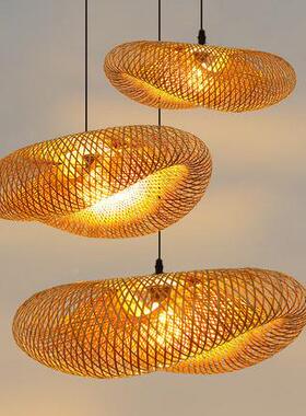 编吊灯客日式个性创意草帽异形吊灯竹茶楼室内酒餐厅店87503厅大