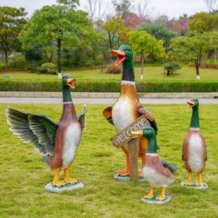 仿真鸭子外动物玻璃WZO钢雕塑饭店门口农家乐绿头鸭户装饰景造大