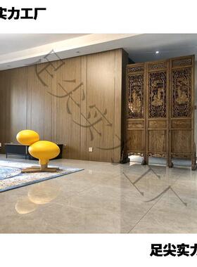 雕W8中式做旧屏风折叠隔断古实木54649空镂折屏办公室酒店东阳仿