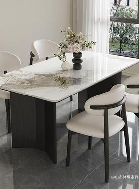 意木岩板餐桌椅组合小户型家用吃JCK饭桌子现代简式约西长方形餐实桌