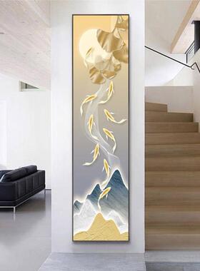 YFQ轻奢大气入壁户玄关饰画鱼图走廊道过led灯挂寓意好窄长条装画