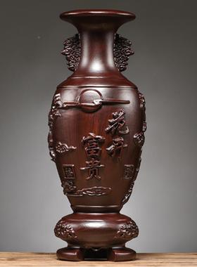 国中式中风家居摆件96456厅玄关客柜酒摆设书房桌面实木花瓶装饰