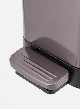 长方8形不锈钢家用卫生间厨房酒店窄脚身带CW-R06盖钨钢色L踏垃圾