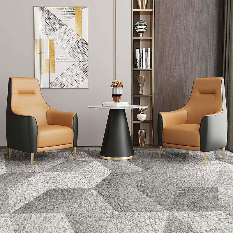 轻奢单人务沙71发商接待桌椅高靠背休椅闲椅子洽沙发茶谈几组合