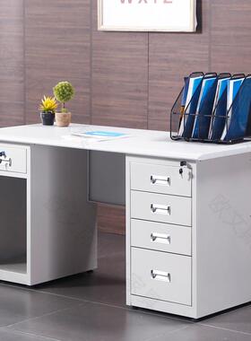 钢制办公写桌职员单人皮1OWS-987.2带米财务字桌抽屉铁电脑桌子厂家