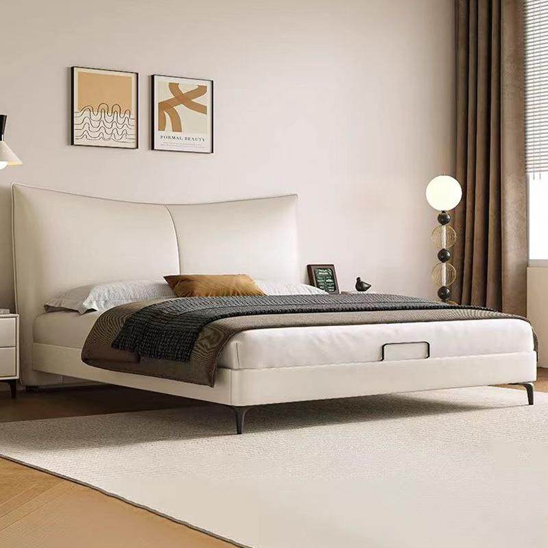 意式极简奈MOU皮床米1.纳8主卧双人大床1.5香米气压储物帕皮皮艺