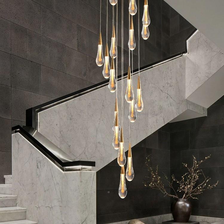 楼梯吊灯复式楼旋简转墅复式客厅水灯别具楼中楼梯灯102现代约滴