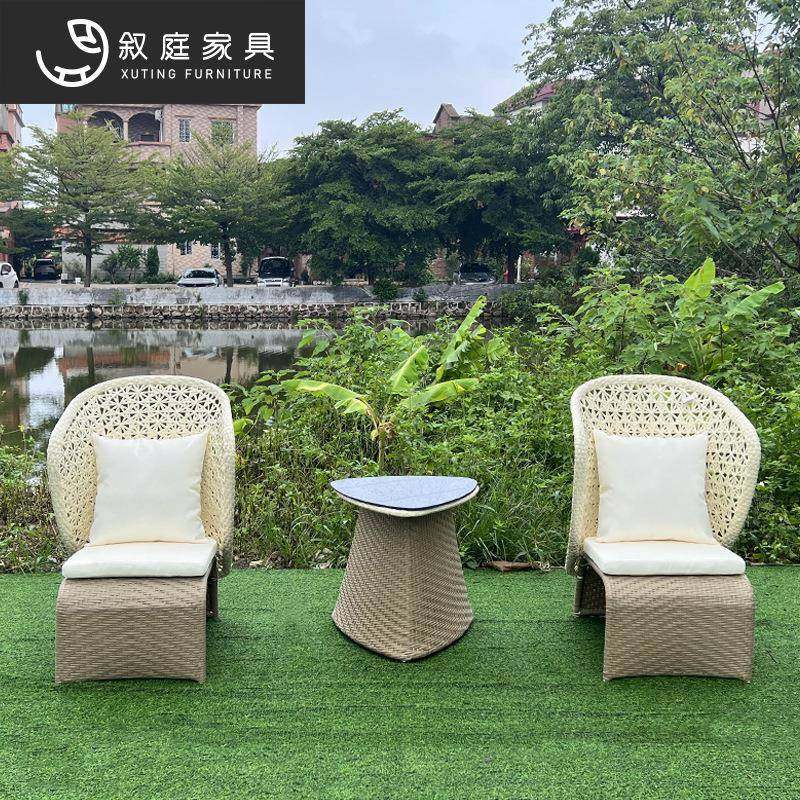 户外22-8-4-1闲约设计藤编高背椅室子外花园庭院防简水防晒茶休几