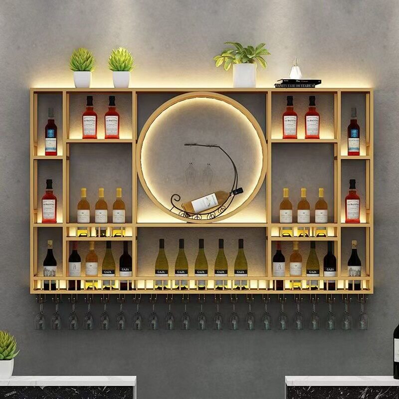 酒吧餐厅壁挂铁艺发光红酒架