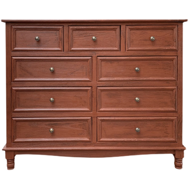 斗柜实木美式收纳储物小柜子客厅靠墙家用餐边柜抽屉五斗柜带门