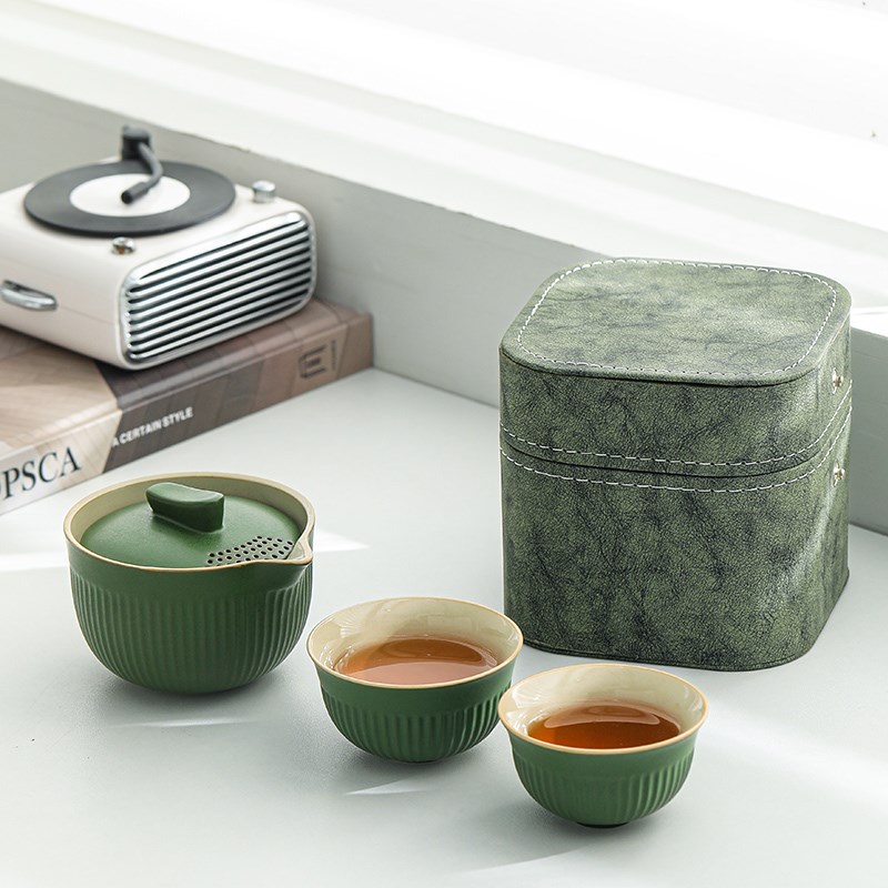 旅行茶具一壶两杯便携功夫茶杯陶瓷随身快客杯户外露营泡茶壶高档