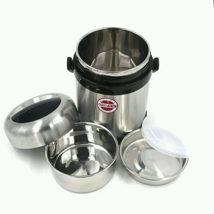 庆展2.2L高汤煲保温提锅保温饭盒不锈钢三层提锅快餐便当桶送餐匙