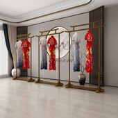 新中式 实木落地木质秀禾服汉服衣架仿古中岛婚纱礼服旗袍酒店衣架