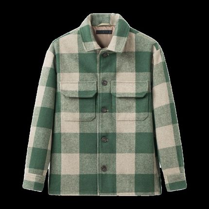 男装 冬季新款 廓形衬衫式茄克宽松休闲毛呢格子夹克外套 449618