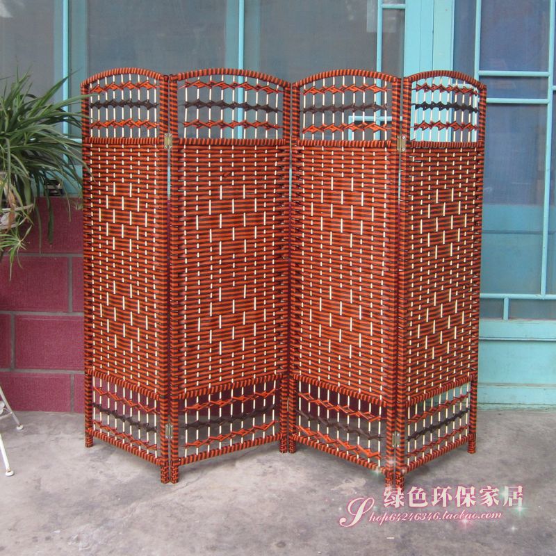 藤草编幼儿园屏风隔断区域围栏儿童装饰栏折屏移动区角小屏风隔断