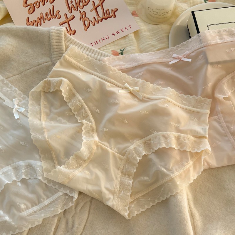 黛欣依4条蕾丝内裤女生纯棉抗菌裆2024新款性感无痕女士夏季薄款