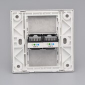 黑色双口电话插座免打二位语音信息模块RJ11三类插口两位电话面板