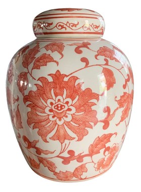 红色带盖储物罐艺术陶瓷花瓶摆件客厅干花插花器电视柜装饰陶罐