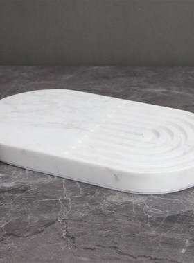 新中式大理石托盘样板房售楼部卧室书房客厅餐厅桌面饰品摆件