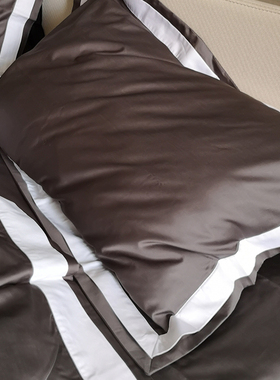 奢华纯棉贡缎埃及棉120支灰色银色四件套被套床单床笠枕套双人床