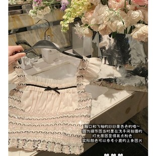 再造淑女甜妹少女蝴蝶袖亮片收腰上衣多层网纱蛋糕裙