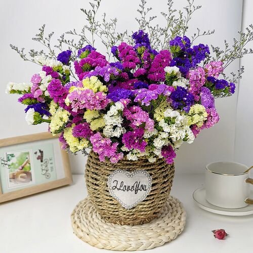 勿忘我含花篮【30枝左右花+送花篮】干花花束真花自然风干家居客