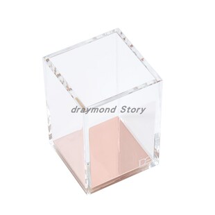 简约亚克力玫瑰金底笔筒办公桌面学习文具置物筒化妆刷笔筒