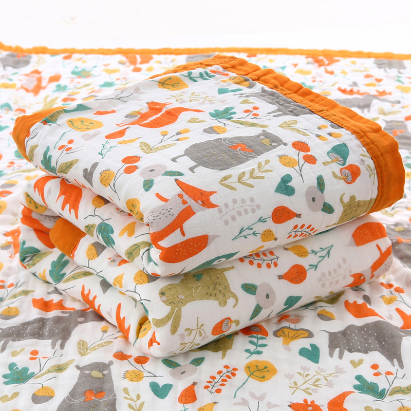 婴儿浴巾纯棉纱布新生儿宝宝全棉儿童夏季幼儿园盖毯被子120*150