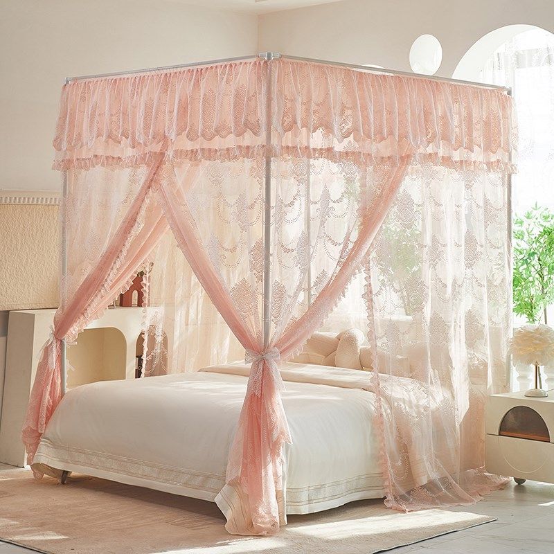 A类提花高级家用宫廷蚊帐公主风三开门落地加密床幔卧室2025新款,床上用品,蚊帐,淘宝优惠券,粉丝福利购,淘宝优惠卷