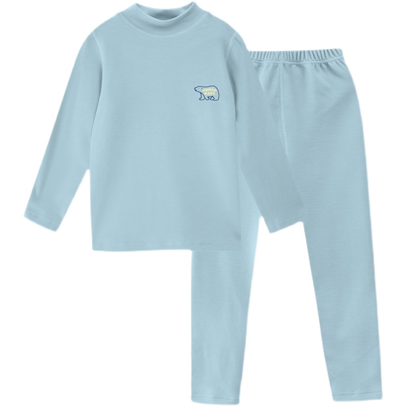 小青龙儿童德绒发热保暖半高领内衣套装男童女童中大童秋衣裤