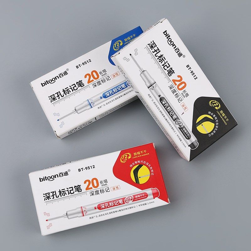 百通BT-9512记号笔红蓝黑色可选防水深孔标记笔20mm加长咀油性笔,文具电教/文化用品/商务用品,记号笔,淘宝优惠券,粉丝福利购,淘宝优惠卷