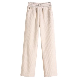 女童裤子秋冬款加厚羊羔绒阔腿裤秋装大童雪尼尔一体加绒休闲长裤