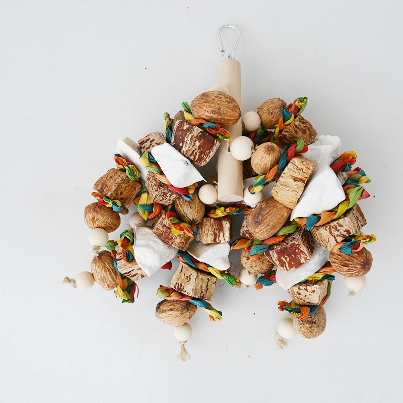 鹦鹉啃咬挂串鸟玩具天然果实干果丝瓜络玉米芯墨鱼骨补钙笼子用品