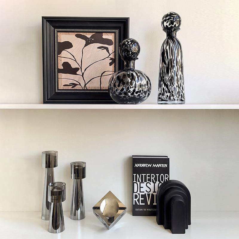 态生活轻奢中古风水晶玻璃花瓶摆件客厅电视柜书房创意家居装饰品