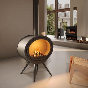 高端壁炉私人专属别墅艺术吊装壁炉农村楼房柴火取暖炉室内挂炉