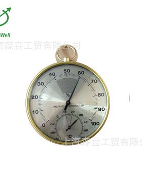 塑料外壳金色带挂钩温湿度计φ100mm指针机械式温湿度计TH400