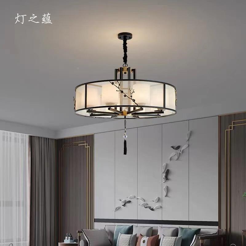 新中式吊灯客厅灯简茶现代禅意中国风卧室厅圆407餐形书约房室灯